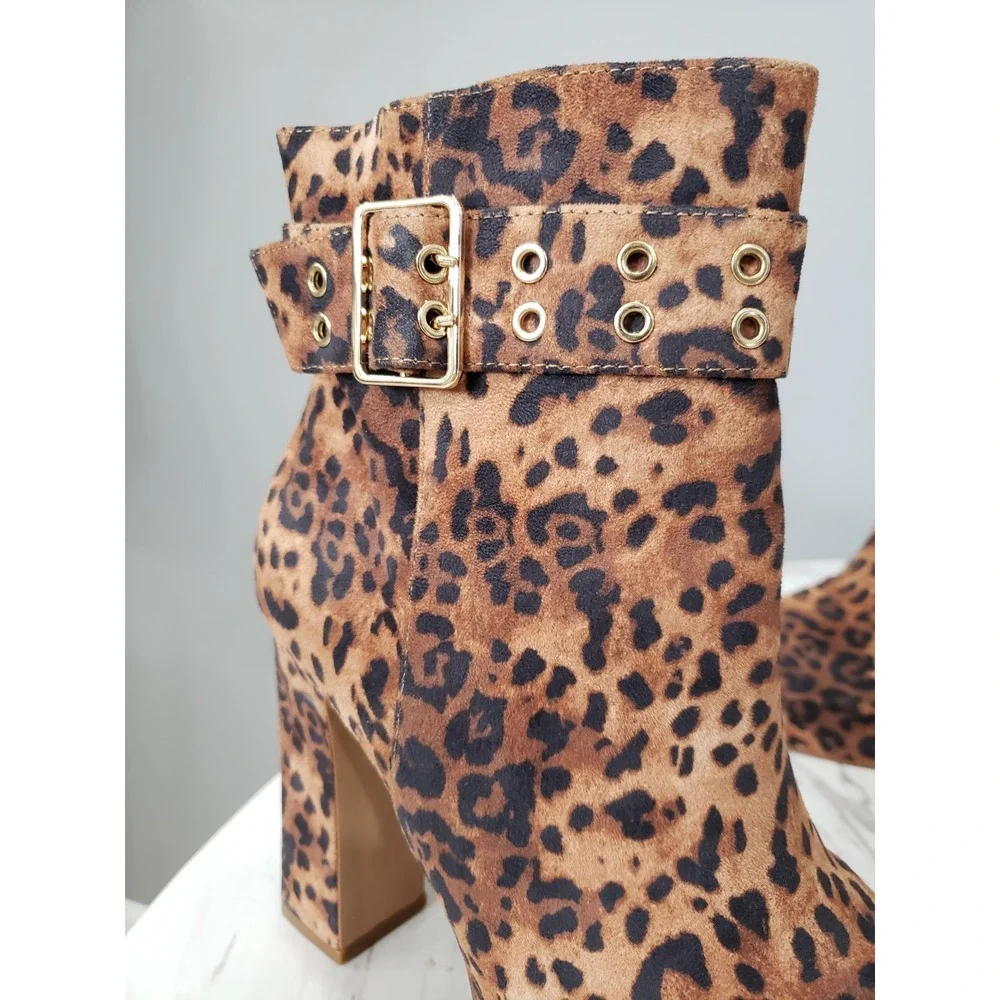 NEW NO BOX SIZE 11 Jessica Simpson Animal Print Block Heel Chunky Leopard Boots